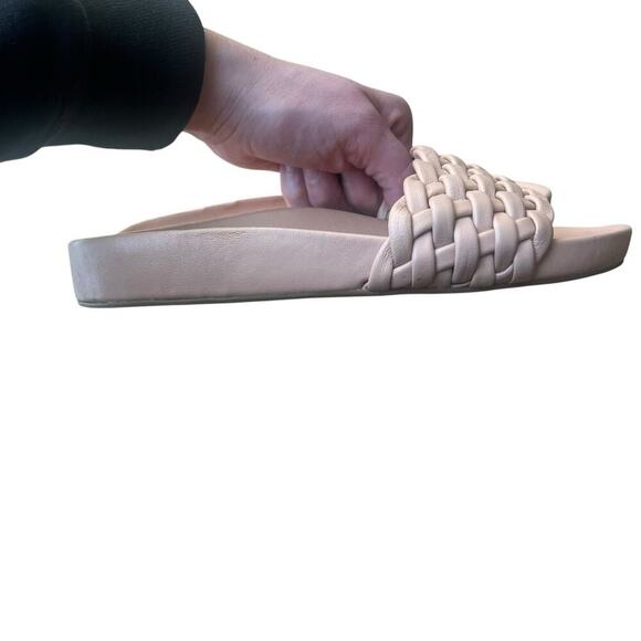 The Odells Braided Woven Tan Leather Slides Sandal 9 Los Angeles Rubber Outsole - Picture 7 of 9